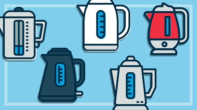 illustration of several different kettles